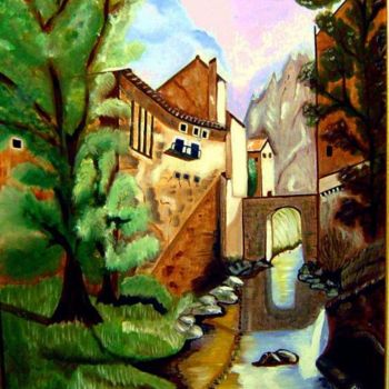 Painting titled "VIEUX  LERIDA  ( ES…" by Colette Rhode, Original Artwork