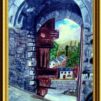 Painting titled "PORTE DE St BEAT  (…" by Colette Rhode, Original Artwork, Oil