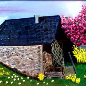 Painting titled "GRANGE AU  PRINTEMPS" by Colette Rhode, Original Artwork