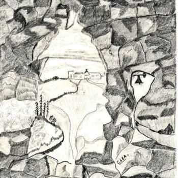 Peinture intitulée "TROUEE dans le roc" par Colette Rhode, Œuvre d'art originale