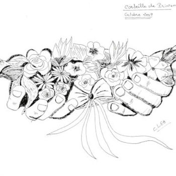 Drawing titled "CORBEILLE de PRINTE…" by Colette Rhode, Original Artwork