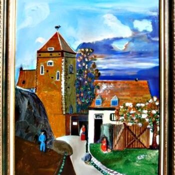 Painting titled "La ferme" by Colette Rhode, Original Artwork