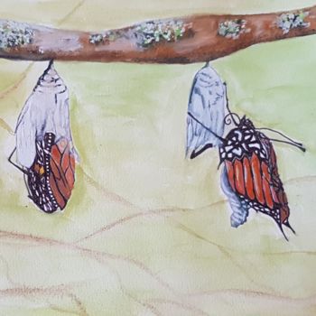 Malerei mit dem Titel "Butterfly" von Coline Cabré, Original-Kunstwerk, Aquarell
