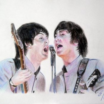 Drawing titled "Lennon & Mc Cartney" by Collado, Original Artwork, Other