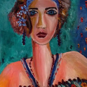 Painting titled "Lady portrait" by Alicia Charnis, Original Artwork