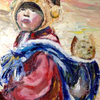 Painting titled "Peruan Child" by Alicia Charnis, Original Artwork, Oil
