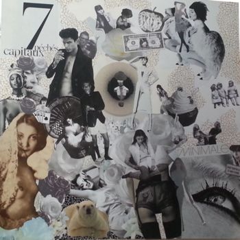 Collages titled "7 Pêchés capitaux" by Lydie Girard, Original Artwork