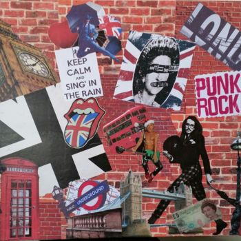 Collages intitulée "London punk rock" par Lydie Girard, Œuvre d'art originale