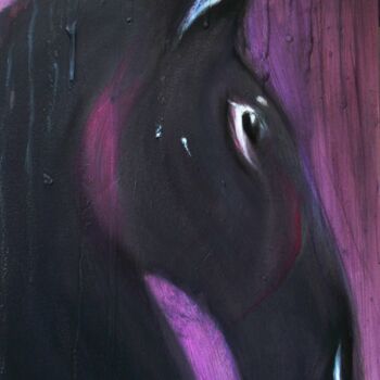 Painting titled "Frantic" by Collay Anne, Original Artwork, Oil Mounted on Wood Panel