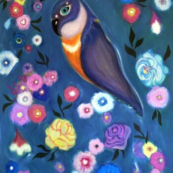 Malarstwo zatytułowany „A Parrot Dream” autorstwa Collay Anne, Oryginalna praca, Olej