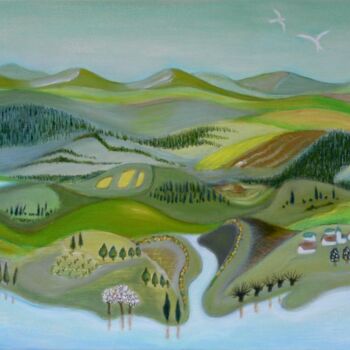 Painting titled "Spring" by Collay Anne, Original Artwork, Oil Mounted on Wood Stretcher frame