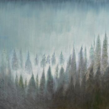 Painting titled "Deep Forest" by Collay Anne, Original Artwork, Oil Mounted on Wood Stretcher frame