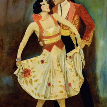 Painting titled "Danse de couple - E…" by Collection Tango, Original Artwork, Oil Mounted on Wood Panel