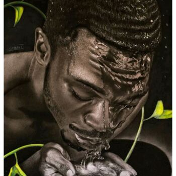 Drawing titled "Hydration" by Collin Makoni, Original Artwork, Charcoal