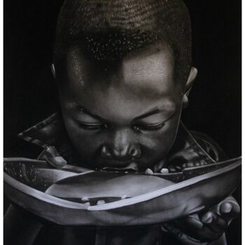 Dessin intitulée "Growing up with love" par Collin Makoni, Œuvre d'art originale, Fusain