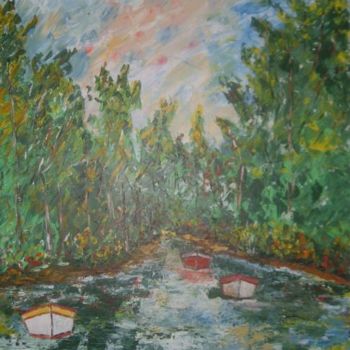 Peinture intitulée "le marais poitevin" par Michel Arnodo, Œuvre d'art originale