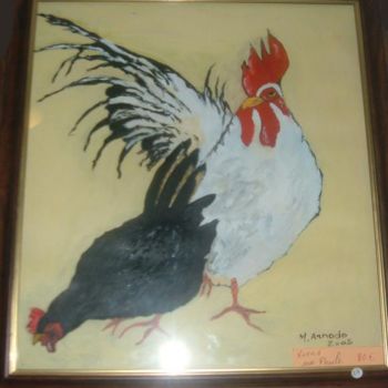 Peinture intitulée "viens ma poule" par Michel Arnodo, Œuvre d'art originale