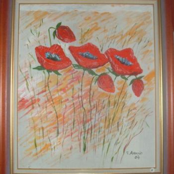Painting titled "4 coquelicots" by Michel Arnodo, Original Artwork