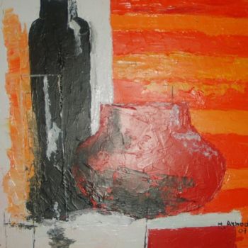 Peinture intitulée "en rouge et noir" par Michel Arnodo, Œuvre d'art originale