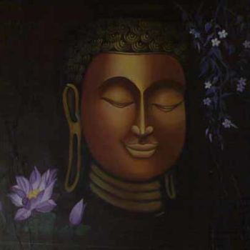 Painting titled "Buddha( in Peace)" by Renu, Original Artwork, Oil
