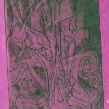 Printmaking titled "pink butterfly" by Rebecca Holmes, Original Artwork