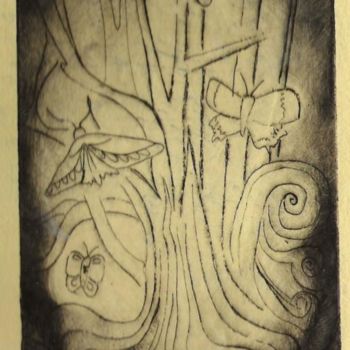 Druckgrafik mit dem Titel "butterfly wood" von Rebecca Holmes, Original-Kunstwerk