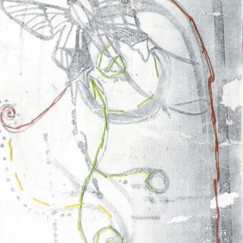 「drawing butterfly」というタイトルの製版 Rebecca Holmesによって, オリジナルのアートワーク