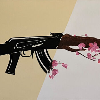 Painting titled "AK 47 cerisier" by Comains, Original Artwork, Acrylic