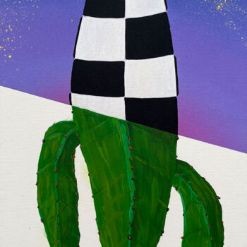 Peinture intitulée "Cactus fusée" par Comains, Œuvre d'art originale, Acrylique