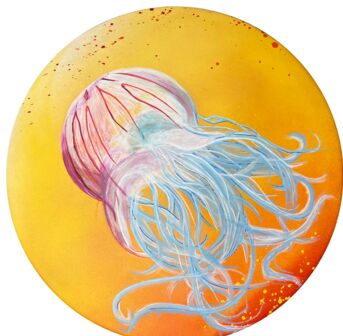 Painting titled "Jellyfish 5" by Comains, Original Artwork, Acrylic