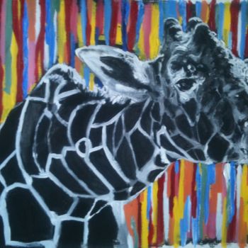 Painting titled "Girafe pop" by Frédérick Comerro, Original Artwork, Acrylic
