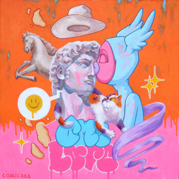 Pittura intitolato "One love" da Comicada, Opera d'arte originale, Acrilico