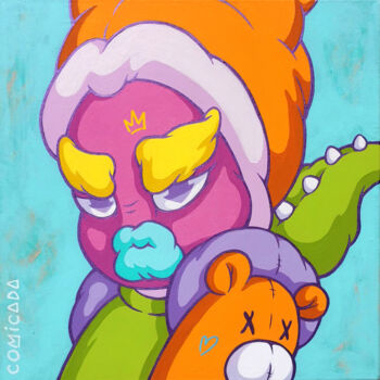 Painting titled "mis. Bubble Gum" by Comicada, Original Artwork, Acrylic