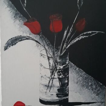 Malerei mit dem Titel "Roses rouges" von Sight, Original-Kunstwerk, Acryl
