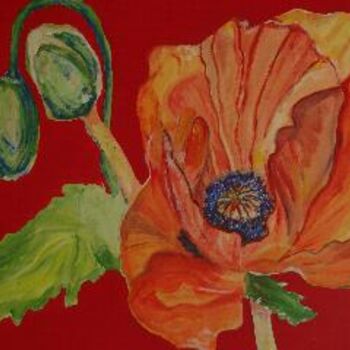Painting titled "klaproos, Coquelicot" by Lisa De Coninck-Matitaputty, Original Artwork