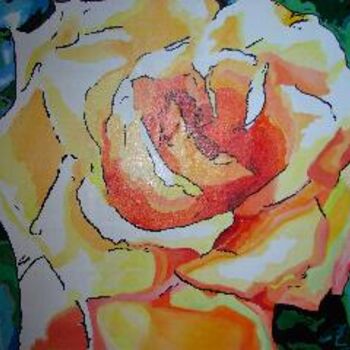 Painting titled "orange jaune rose" by Lisa De Coninck-Matitaputty, Original Artwork