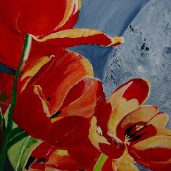 Painting titled "tulips" by Lisa De Coninck-Matitaputty, Original Artwork