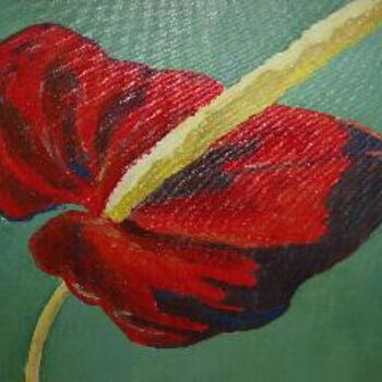 Peinture intitulée "rood, Arum rouge" par Lisa De Coninck-Matitaputty, Œuvre d'art originale