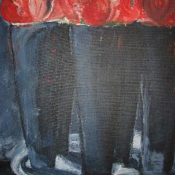 Painting titled "vazen, noir/rouge" by Lisa De Coninck-Matitaputty, Original Artwork