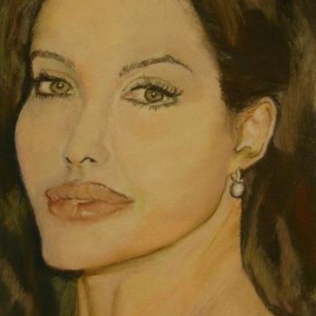 Painting titled "Angelina Joli" by Lisa De Coninck-Matitaputty, Original Artwork, Oil
