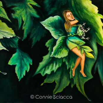 Pittura intitolato "cavalli in corsa" da Connie Sciacca, Opera d'arte originale