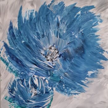 Peinture intitulée "Blue flower" par Connie Whelan, Œuvre d'art originale, Acrylique