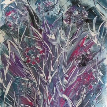 Peinture intitulée "Leaves and flowers" par Connie Whelan, Œuvre d'art originale, Acrylique