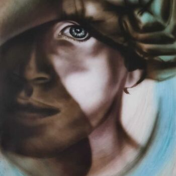 Painting titled "Knuisje" by Conrad Willemsen, Original Artwork, Airbrush Mounted on Wood Stretcher frame