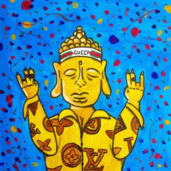 Peinture intitulée "Buddha in the stree…" par Rono_ok, Œuvre d'art originale, Acrylique