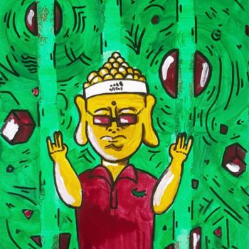 「Buddha in the stree…」というタイトルの絵画 Rono_okによって, オリジナルのアートワーク, アクリル