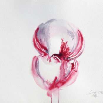Painting titled "Effusion Rosa II" by Constance Robine, Original Artwork, Ink