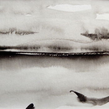 Peinture intitulée "Abstract sea I" par Constance Robine, Œuvre d'art originale, Encre
