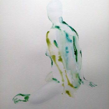 Painting titled "Femme V" by Constance Robine, Original Artwork, Watercolor