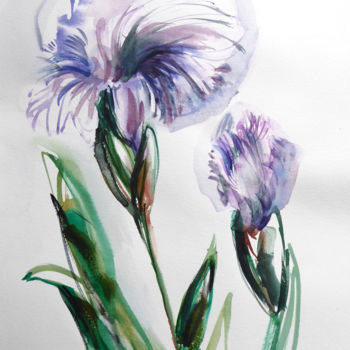 Pintura intitulada "Iris" por Constance Robine, Obras de arte originais, Aquarela